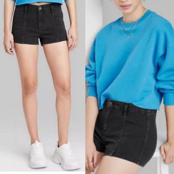 Wild Fable Super High Rise Jean Shortie shorts Black 2.5” inseam -10 NEW - Picture 1 of 9